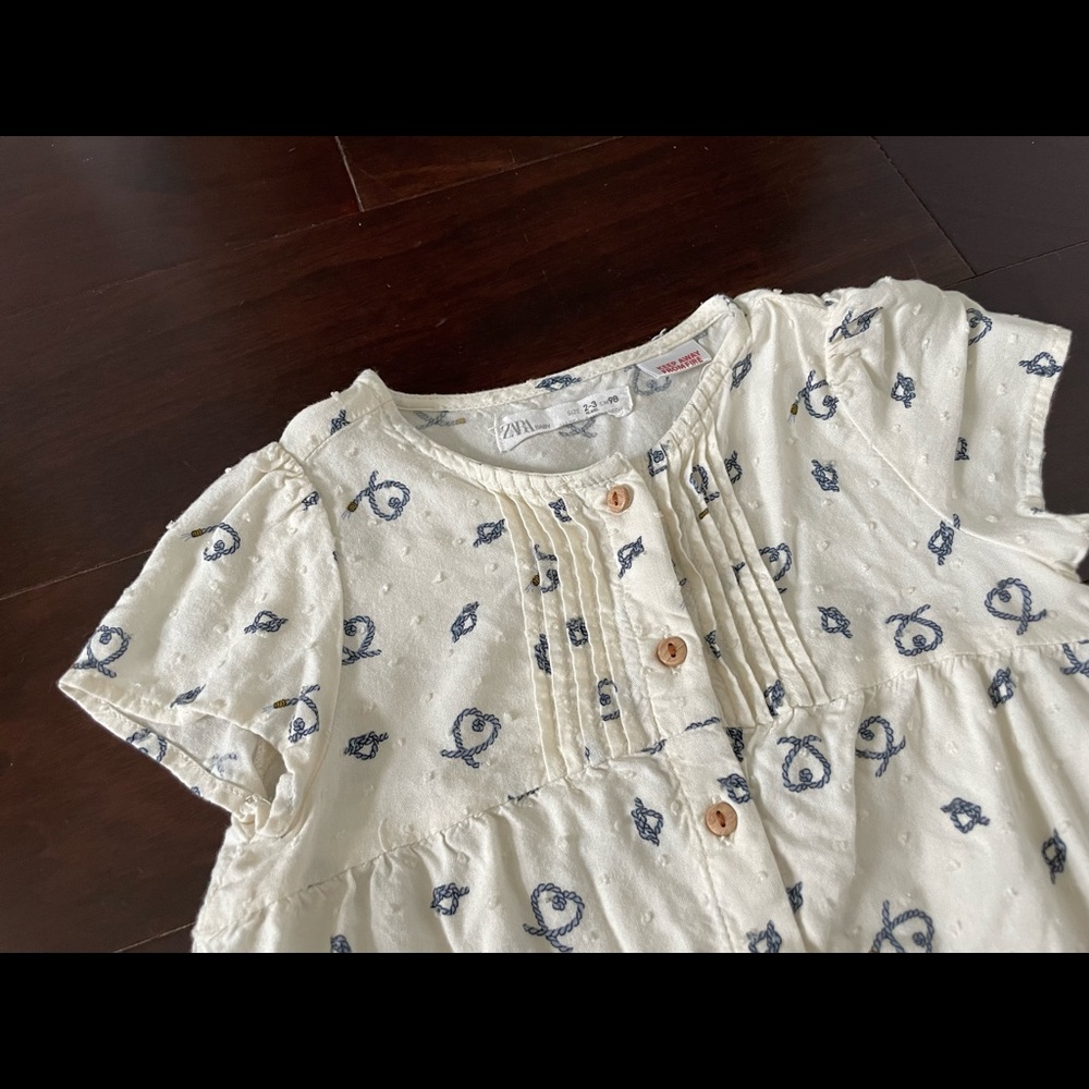 Zara twisted heart button down top, size 2-3y